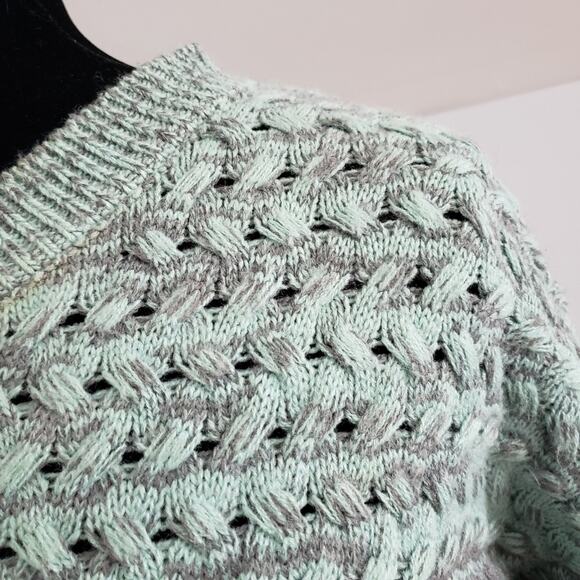 Chunky Knit Colorblock Ombre Crewneck Ribbed Long Sleeves Sweater Large - Picture 6 of 9